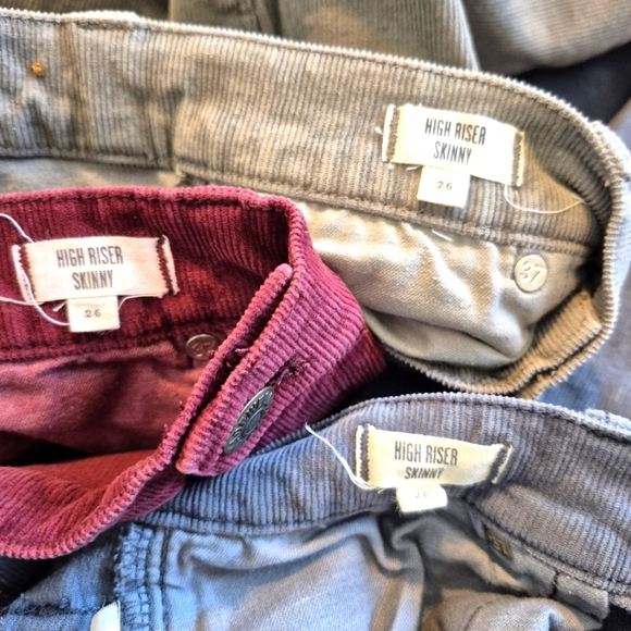Madewell 3 pairs of corduroy size 26 skinny stretch pants, 1 gray, blue, maroon - Picture 6 of 6